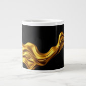 Opulent Swirl Liquid Gold Black Monochrom Designer Grote Koffiekop (Voorkant)