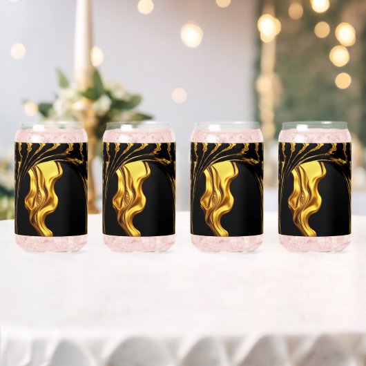 Opulent Swirl Liquid Gold Black Monochrome Achempo Blikvorm Glas (Insitu (Huwelijk))