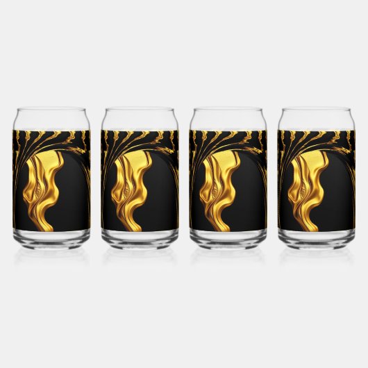 Opulent Swirl Liquid Gold Black Monochrome Achempo Blikvorm Glas (Voorkant)