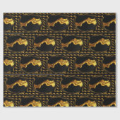 Opulent Swirl Liquid Gold Black Monochrome Achempo Cadeaupapier (Vlak)