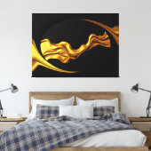 Opulent Swirl Liquid Gold Black Monochrome Achempo Canvas Afdruk (Insitu (Slaapkamer))