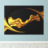 Opulent Swirl Liquid Gold Black Monochrome Achempo Canvas Afdruk (Insitu (Houten vloer))