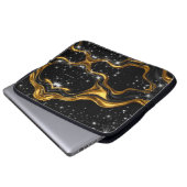 Opulent Swirl Liquid Gold Black Monochrome Achempo Laptop Sleeve (Voorkant onderkant)