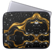 Opulent Swirl Liquid Gold Black Monochrome Achempo Laptop Sleeve (Voorkant)