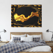 Opulent Swirl Liquid Gold Black Monochrome Art  Canvas Afdruk (Insitu (Slaapkamer))