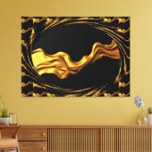 Opulent Swirl Liquid Gold Black Monochrome Art  Canvas Afdruk (Insitu (Woonkamer))