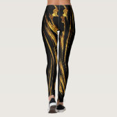 Opulent Swirl: Liquid Gold Black Monochrome Art    Leggings (Achterkant)