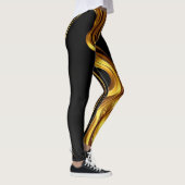 Opulent Swirl: Liquid Gold Black Monochrome Art    Leggings (Rechts)