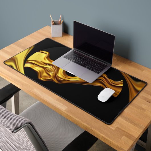 Opulent Swirl Liquid Gold Black Monochrome Bureaumat (Kantoor 2)