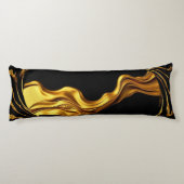 Opulent Swirl Liquid Gold Black Monochrome Christi Lichaamskussen (Achterkant)