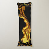 Opulent Swirl Liquid Gold Black Monochrome Christi Lichaamskussen (Voorkant Verticaal)