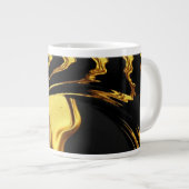 Opulent Swirl Liquid Gold Black Monochrome Design Grote Koffiekop (Voorkant rechts)