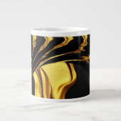 Opulent Swirl Liquid Gold Black Monochrome Design Grote Koffiekop (Voorkant)