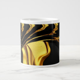 Opulent Swirl Liquid Gold Black Monochrome Design Grote Koffiekop