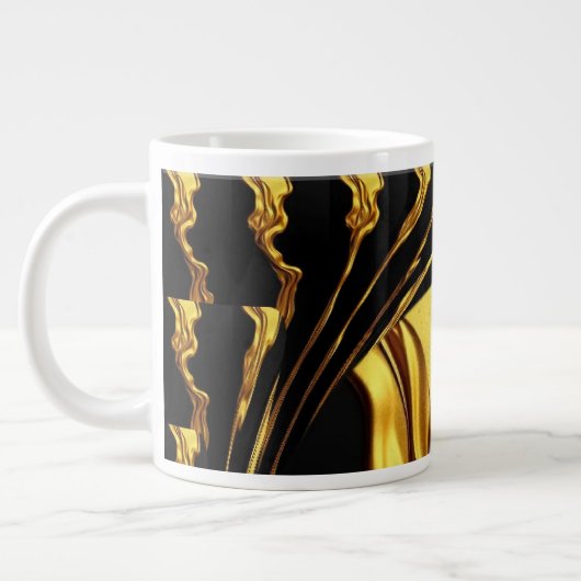 Opulent Swirl Liquid Gold Black Monochrome Design Grote Koffiekop (Links)