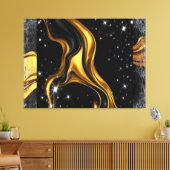 Opulent Swirl Liquid Gold Black Monochrome Designe Canvas Afdruk (Insitu (Woonkamer))