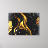 Opulent Swirl Liquid Gold Black Monochrome Designe Canvas Afdruk (Voorkant)