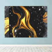 Opulent Swirl Liquid Gold Black Monochrome Designe Canvas Afdruk (Insitu (Houten vloer))