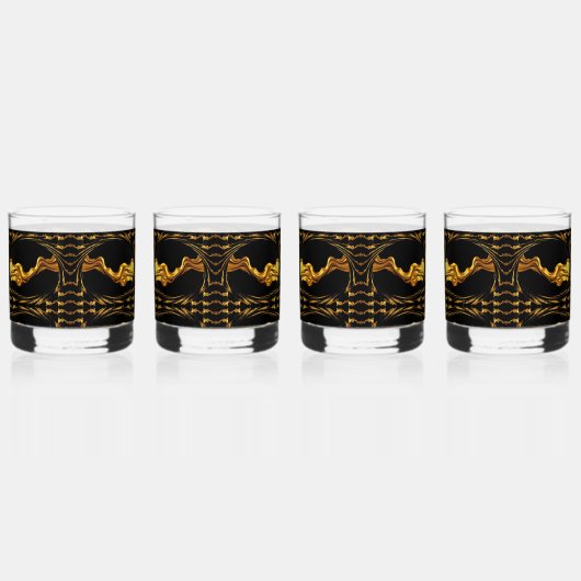Opulent Swirl Liquid Gold Black Monochrome Designe Whisky Glas (Achterkant)