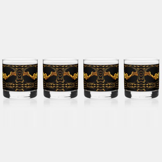 Opulent Swirl Liquid Gold Black Monochrome Designe Whisky Glas (Voorkant)