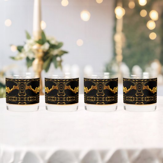 Opulent Swirl Liquid Gold Black Monochrome Designe Whisky Glas (Insitu (Huwelijk))