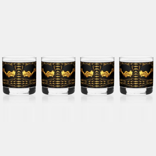 Opulent Swirl Liquid Gold Black Monochrome Designe Whisky Glas (Links)