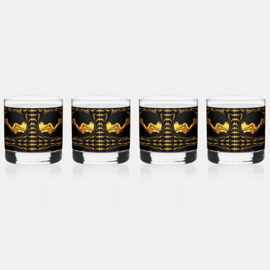 Opulent Swirl Liquid Gold Black Monochrome Designe Whisky Glas (Rechts)