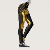 Opulent Swirl Liquid Gold Black Monochrome  Leggings (Rechts)