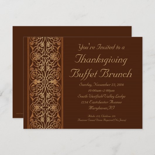 Opulent Thanksgiving Diner of Buffet Invitations Kaart (Voorkant / Achterkant)