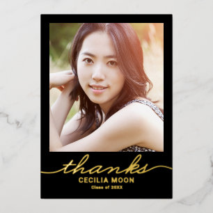 Opulent Type Folie Afstuderen Foto Hartelijk dank Folie Uitnodiging