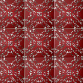 Opulent Victoriaans Scarlet Red en Silver Swirls Tegeltje