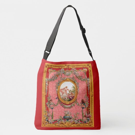 opulente 18e - eeuwse barokafdruk - gelukkige fami crossbody tas (Achterkant)