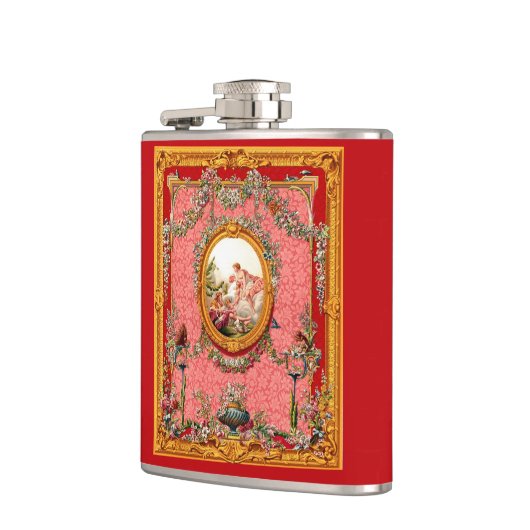 opulente 18e - eeuwse barokke print happy family heupfles (Links)