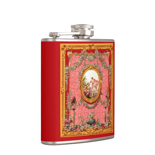 opulente 18e - eeuwse barokke print happy family heupfles (Rechts)