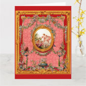 opulente 18e - eeuwse barokke print happy family kaart (Gele Bloem)