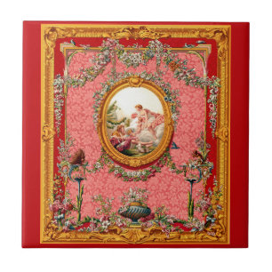 opulente 18e - eeuwse barokke print happy family tegeltje