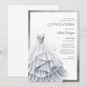 Opulente elegante zilveren jurk glamour Quinceañer Kaart (Voorkant / Achterkant)