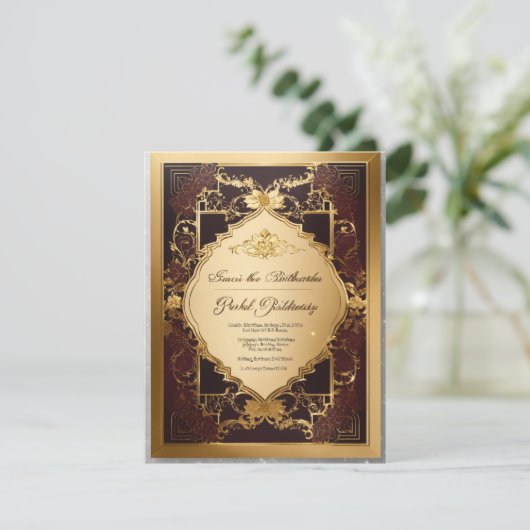 Opulente elegantie: exclusieve verjaardagsuitnodig kaart (Staand voorkant)