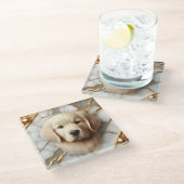 Opulente Golden Retriever Marble Essence Glazen Onderzetter (Schuin)