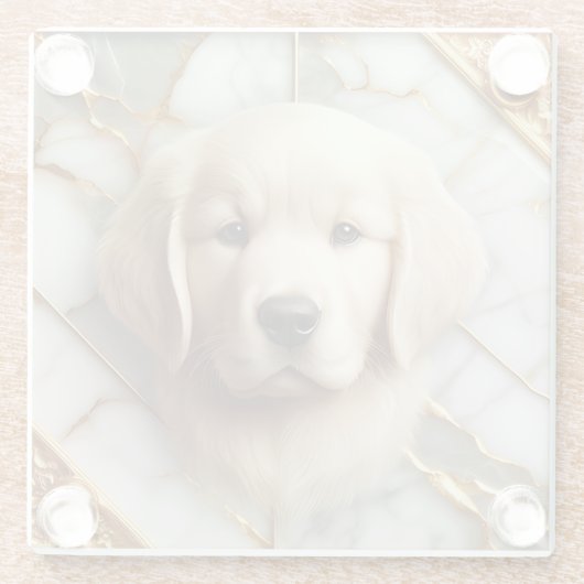 Opulente Golden Retriever Marble Essence Glazen Onderzetter (Achterkant)