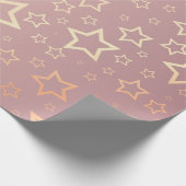 Opulente gouden sterren op een roze patroon cadeaupapier (Hoek)