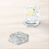 Opulente Marmeren Werveling Custom Hexagon Punted Kartonnen Onderzetters (Insitu)