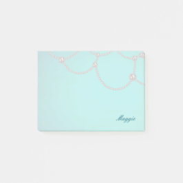 Opulente parels en Aqua Post-it® Notes