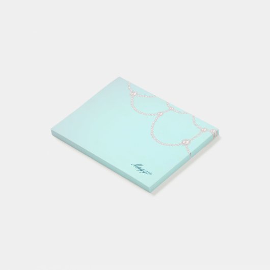 Opulente parels en Aqua Post-it® Notes (Schuin)