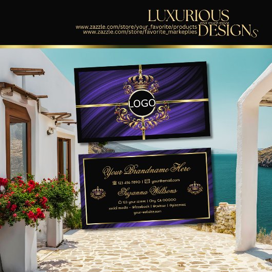 Opulente Royal Blue Gold Crown met Logo weelderig Visitekaartje