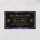 Opulente Royal Blue Gold Crown met Monogram Noble Visitekaartje (Achterkant)