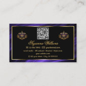 Opulente Royal Blue Gold Crown met QR Code Noble Visitekaartje (Achterkant)