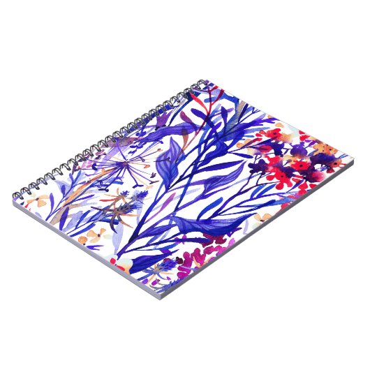 Opulente Waterverf Bloemen: Tuin Achtergrond. Notitieboek (Linkerzijde)