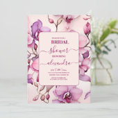 Opulente Waterverf Roze Orchidee Bridal Kaart (Staand voorkant)