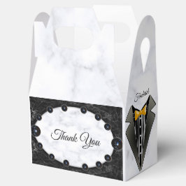 Opulente witte en zwarte bollen bedankdoosjes